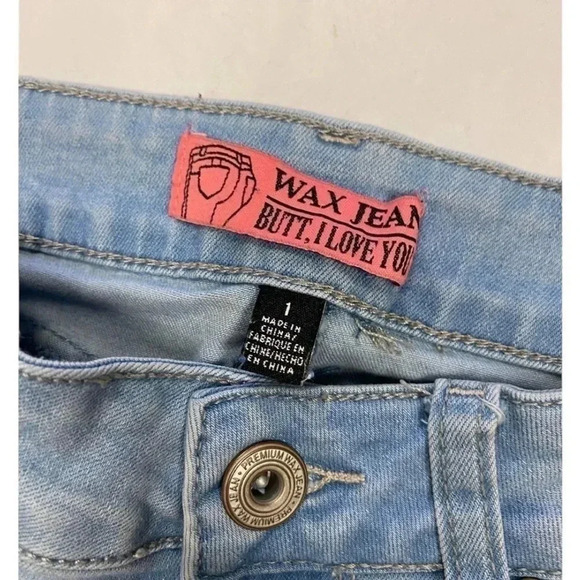 Wax Jeans Butt I Love You Distressed Skinny Light Wash Size 1 - Picture 4 of 7